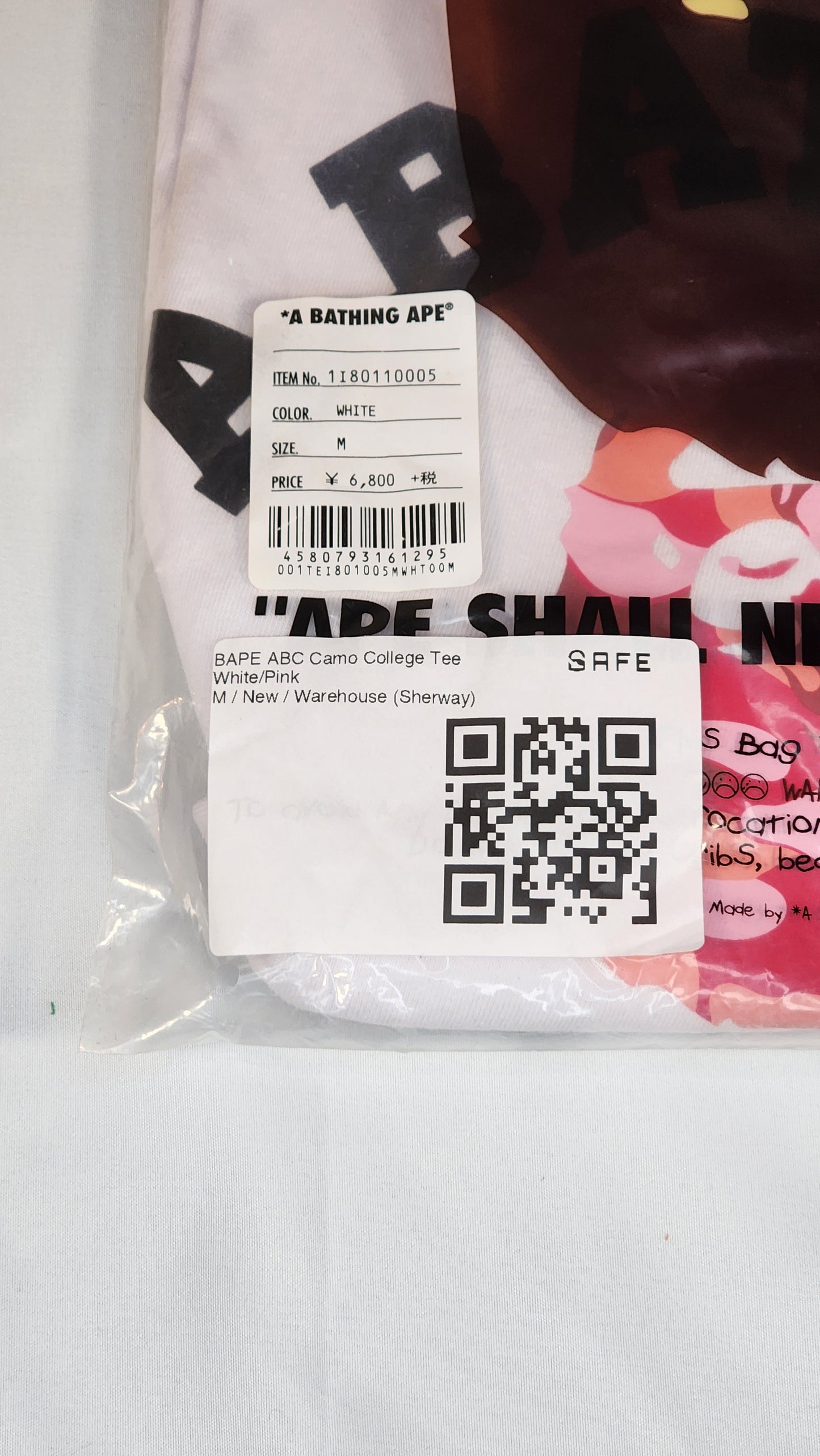 Bape ABC Camo College Tee (White/Pink)