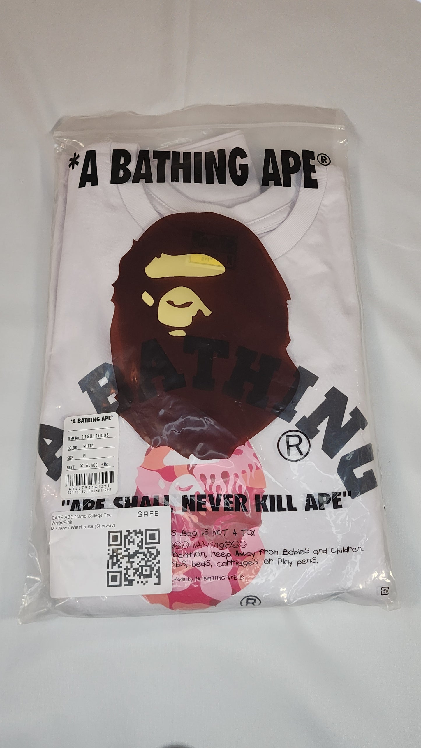 Bape ABC Camo College Tee (White/Pink)